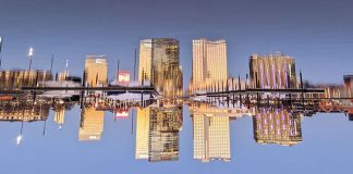 Reflective skyline at Inner Harbor, Baltimore