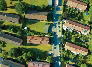 Aerial of apartments