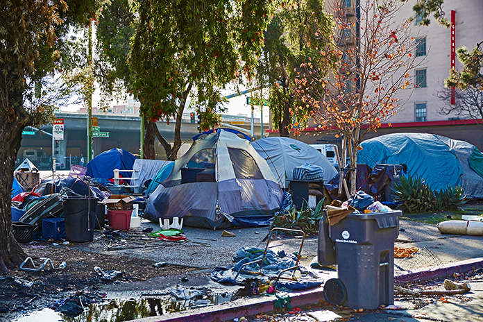 unsheltered homeless people camping in Oakland Ca