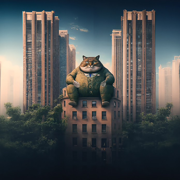 Fat,Cat,Government,Sitting,On,Apartment,Building